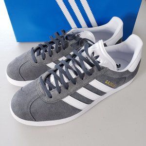 Adidas Gazelle Gray White Sneakers Mens Size 8 NEW IN BOX Soccer Casual Suede